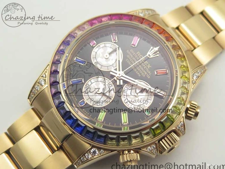 1230 Daytona 116595RBOW RG Rainbow Crystal BLF Best Edition Black Dial on RG Bracelet A RelaxedFit 3353